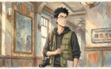 Ren Chen, a skeptical documentarian, stands in a dusty, abandoned art-deco tenement lobby, seeing ghostly reflections in a broken mirror.