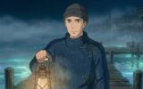 Silas Blackwood, a fisherman, stands on a misty, bioluminescent dock at night, his face grimly lit by a lantern.